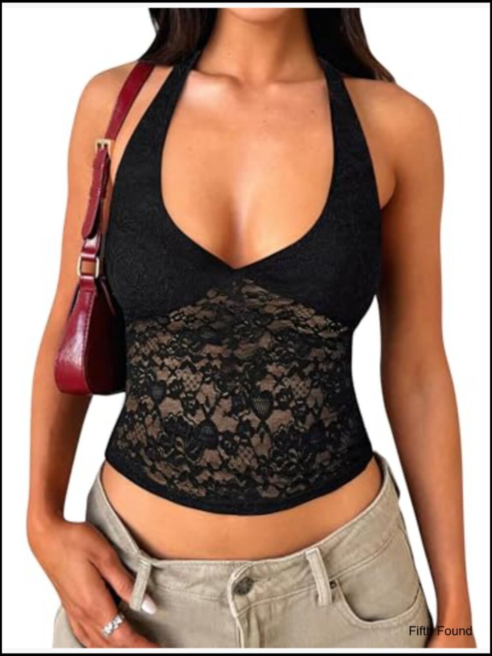 Lace Halter Crop Top Sleeveless Backless Y2K Going Out Tank - Picture 2 of 7